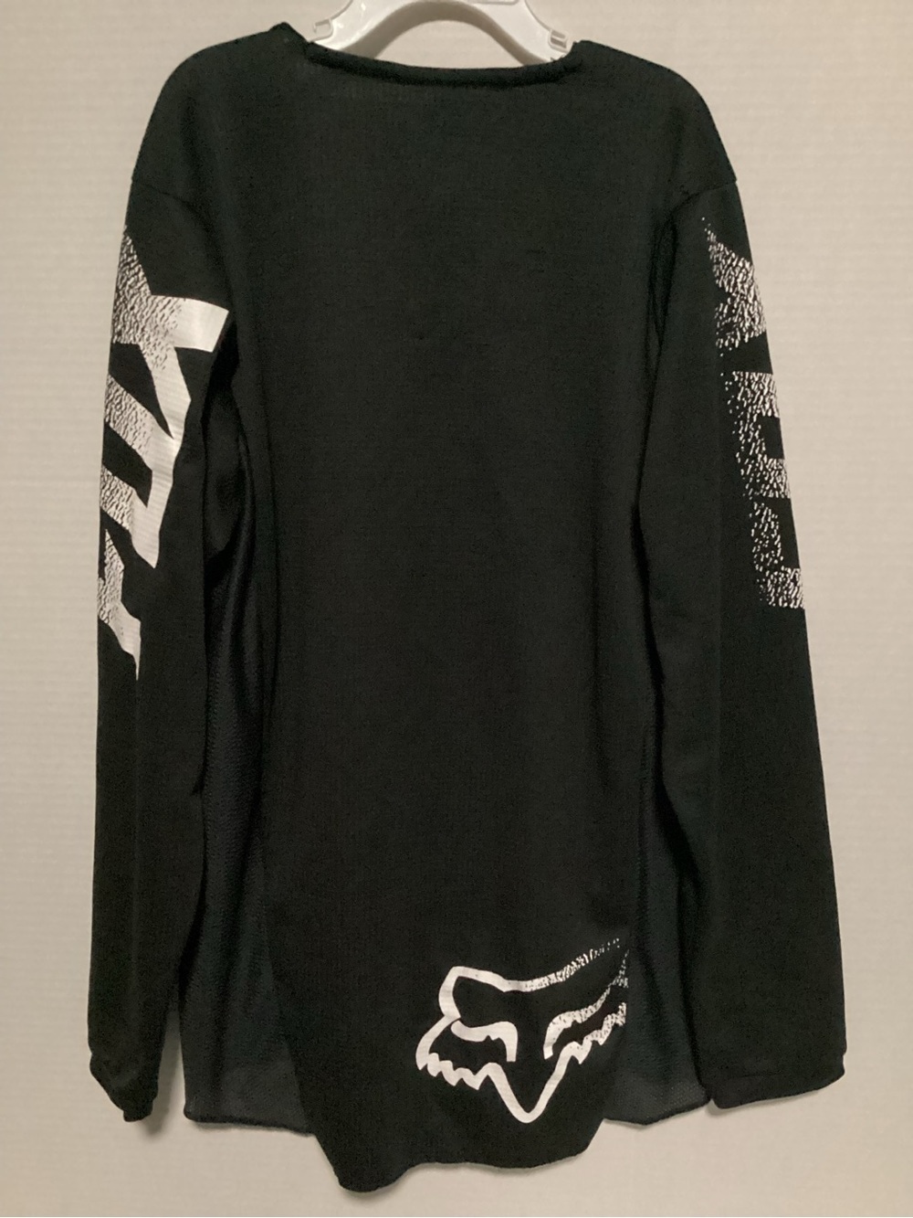 Fox Black Long Sleeve Crewneck Jersey with White Logo youth L - Picture 2 of 4